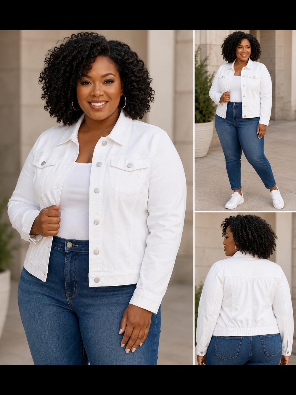 Skinnygirl White Denim Jacket 1X NWT Ruched Back Stretch Jacket
